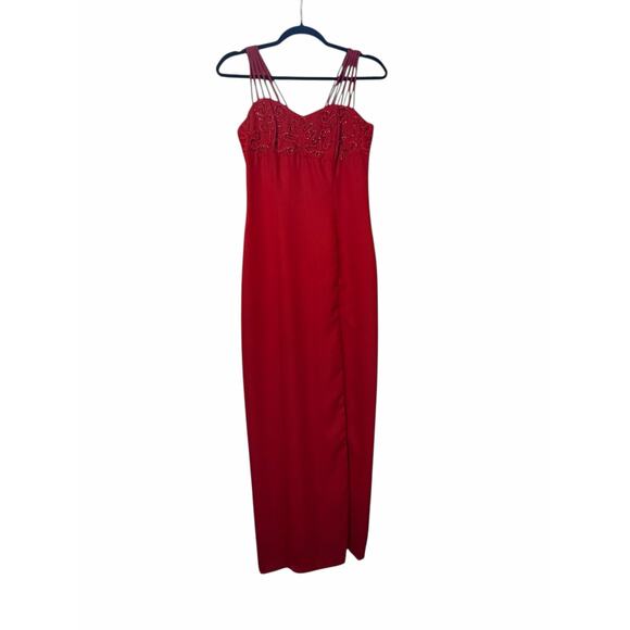 Celavie Collection Red Gown with Sequin Embellishment - Picture 2 of 16
